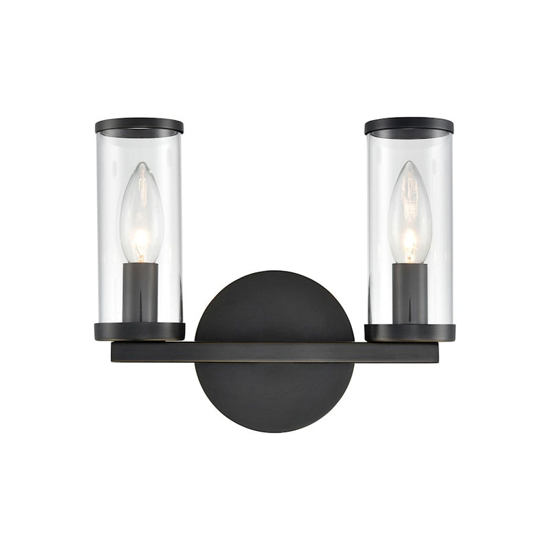 Kuzco Revolve 2-Light Vanity Light | Urban Bronze and Clear Glass | Bathroom & Powder Room | 10.38 x 8.62 in | Model WV309022UBCG