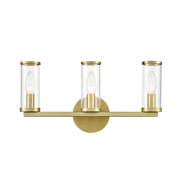 Kuzco Revolve 3-Light Wall/Vanity | Natural Brass and Clear Glass | Bathroom Vanity & Powder Room | 17.62 x 8.62 x 4 in | Model WV309033NBCG