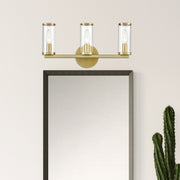 Kuzco Revolve 3-Light Wall/Vanity | Natural Brass and Clear Glass | Bathroom Vanity & Powder Room | 17.62 x 8.62 x 4 in | Model WV309033NBCG