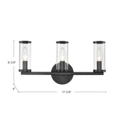 Kuzco Revolve 3-Light Wall/Vanity | Natural Brass and Clear Glass | Bathroom Vanity & Powder Room | 17.62 x 8.62 x 4 in | Model WV309033NBCG