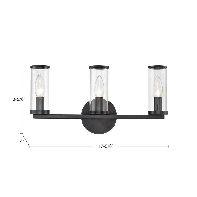 Kuzco Revolve 3-Light Wall/Vanity | Natural Brass and Clear Glass | Bathroom Vanity & Powder Room | 17.62 x 8.62 x 4 in | Model WV309033NBCG