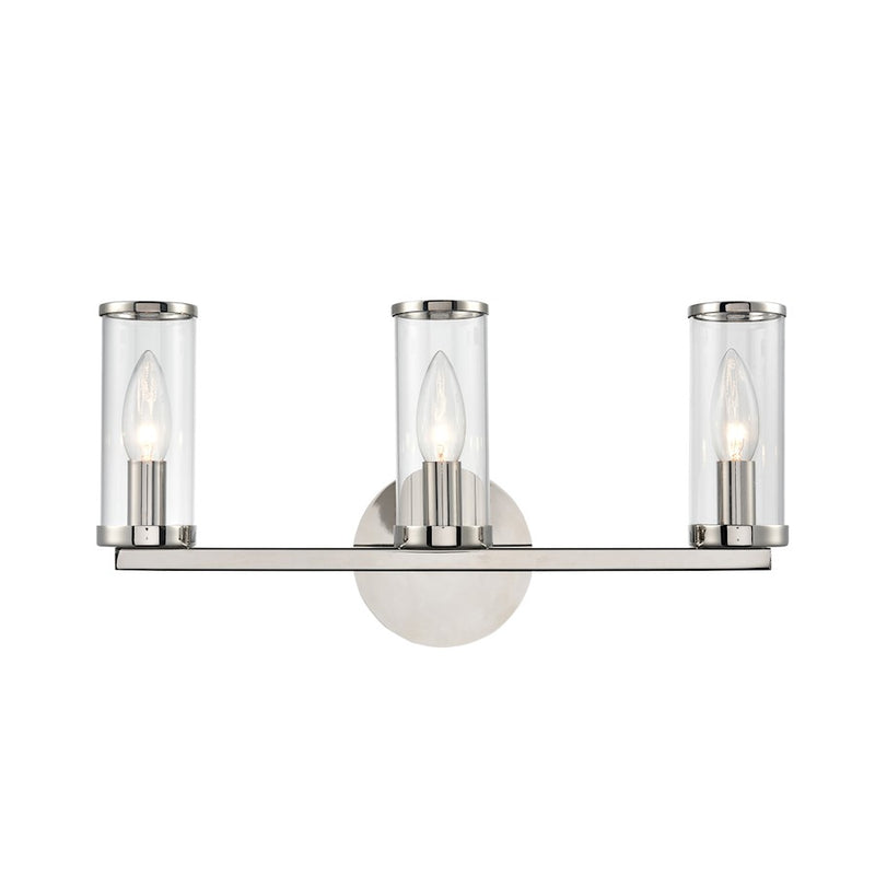 Alora Revolve 3-Light Vanity Light | Polished Nickel and Clear Glass | Bathroom & Powder Room Vanity | 17.62 x 8.62 x 4 in | Model WV309033PNCG