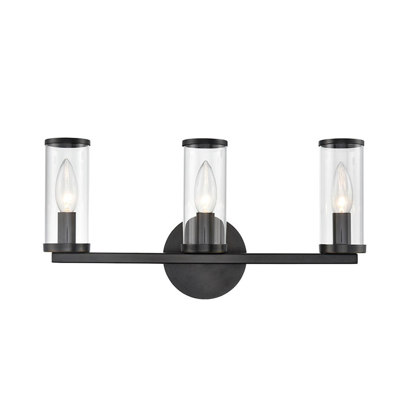 Kuzco Revolve 3-Light Vanity Light | Urban Bronze and Clear Glass | Bathroom Vanity & Powder Room | 17.62 x 8.62 in, Damp Rated | Model WV309033UBCG
