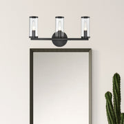 Kuzco Revolve 3-Light Vanity Light | Urban Bronze and Clear Glass | Bathroom Vanity & Powder Room | 17.62 x 8.62 in, Damp Rated | Model WV309033UBCG