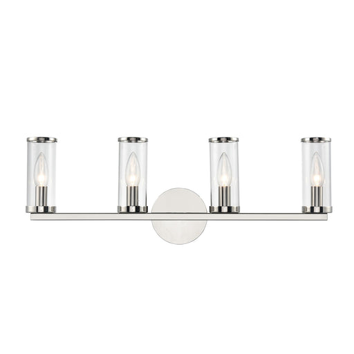 Kuzco Alora Revolve 25in 4-Light Vanity Light | Traditional Polished Nickel Steel and Clear Glass | Bathroom Vanity & Powder | Model WV309044PNCG