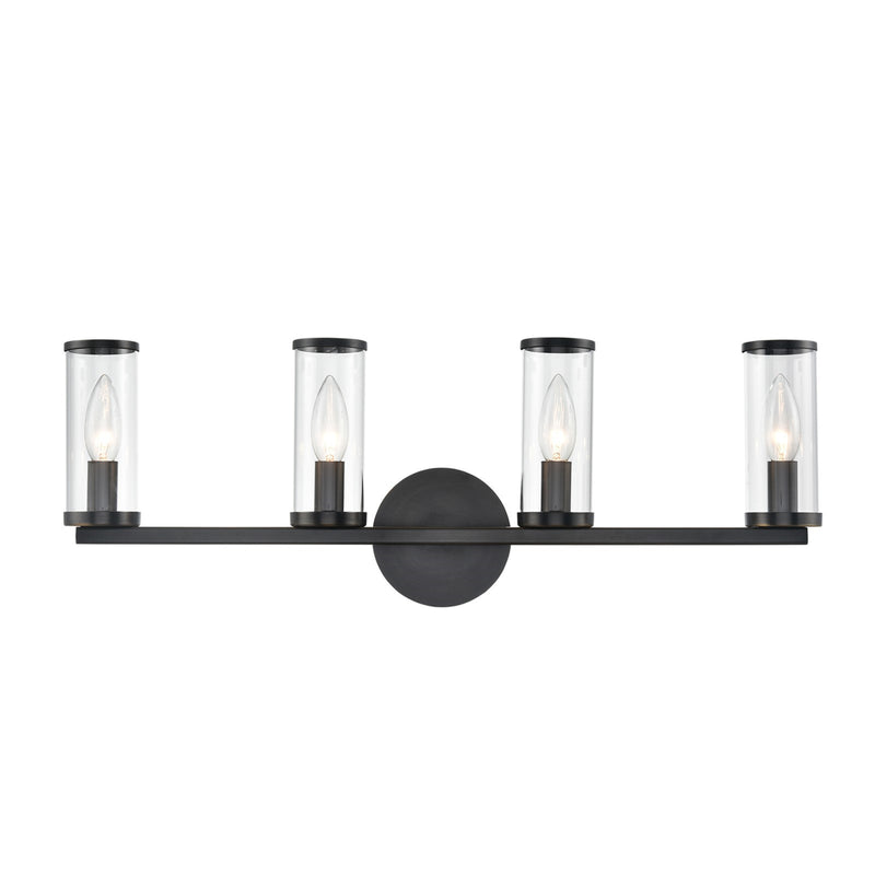 Kuzco Revolve 25in 4-Light Vanity Light | Urban Bronze and Clear Glass | Bathroom Vanity & Powder Room | 25 x 8.62 x 4.25 in | Model WV309044UBCG