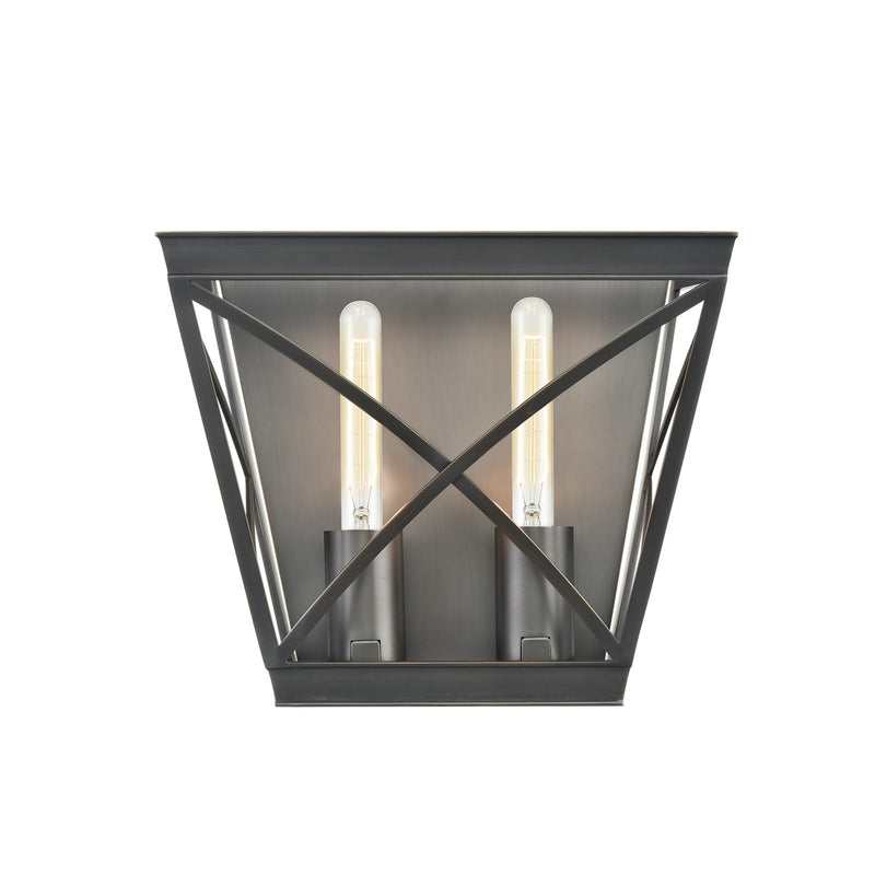 Kuzco Lattice 2-Light Wall Sconce | Urban Bronze Brass and Clear Glass | Bathroom Vanity & Hallway Accent | 11.62 x 10 x 6.38 in | Model WV309602UB
