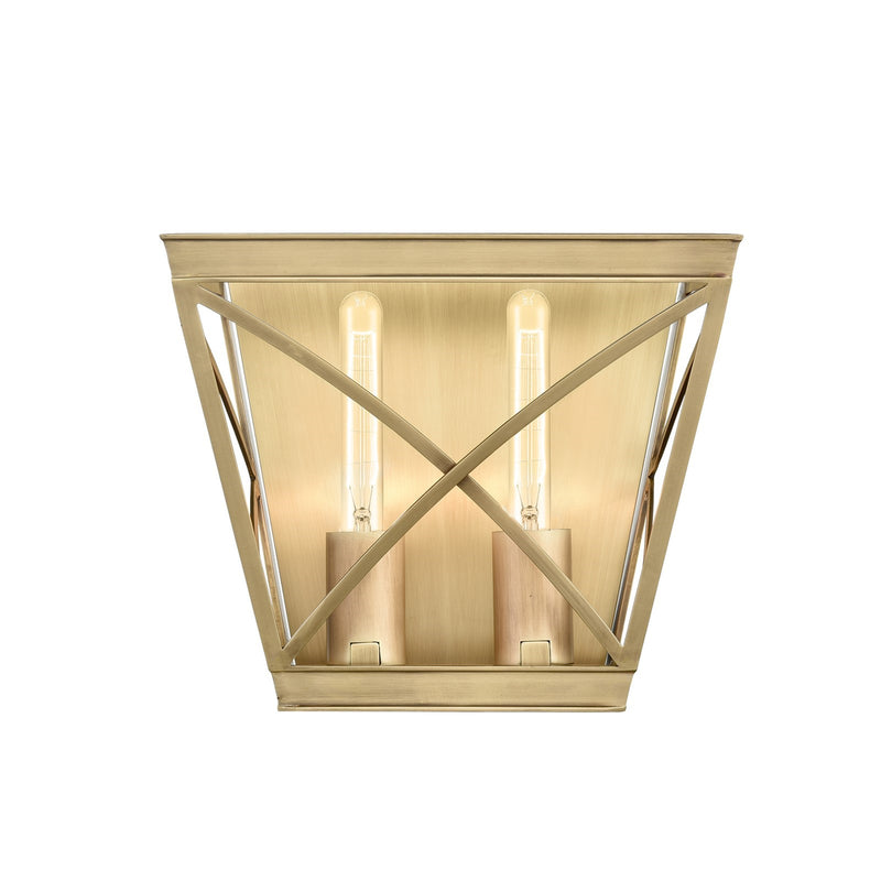 Kuzco Lattice 2-Light Vanity Light | Vintage Brass Solid Brass | Bathroom & Powder Room Vanity | 11.62 x 10 x 6.38 in, Damp Rated | Model WV309602VB