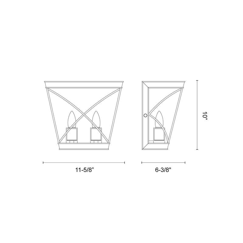 Kuzco Lattice 2-Light Vanity Light | Vintage Brass Solid Brass | Bathroom & Powder Room Vanity | 11.62 x 10 x 6.38 in, Damp Rated | Model WV309602VB