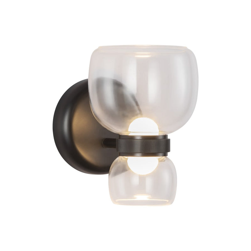 Kuzco Sutton 8" Black Dimmable LED Bathroom Vanity, Urban Bronze/Clear Glass