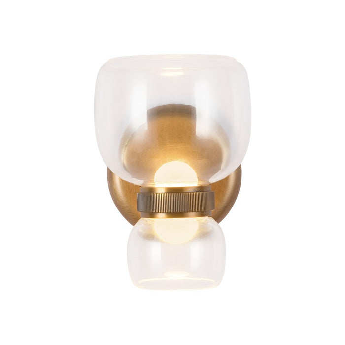 Kuzco Sutton 8" Brass Dim LED Bathroom, Vintage Brass/Clr Glass - WV310205VBCL