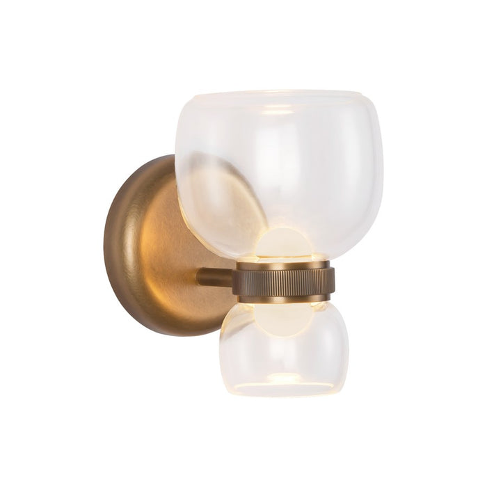 Kuzco Sutton 8" Brass Dimmable LED Bathroom, Vintage Brass/Clear Glass