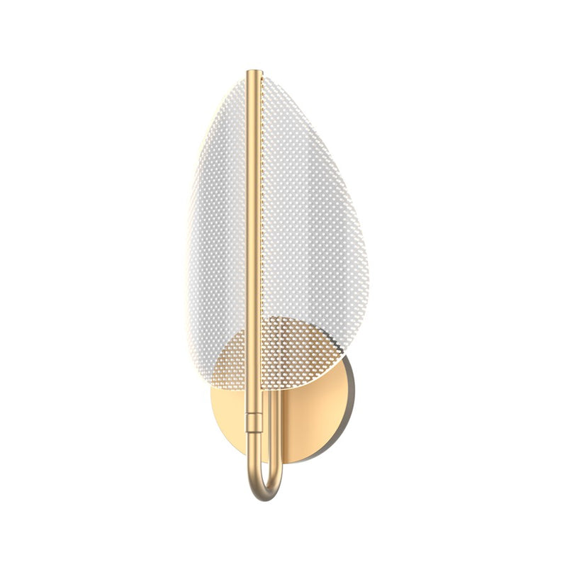 Kuzco Flora 7in LED Wall/Vanity Light | Art Deco Natural Brass and Clear Acrylic | Bathroom Vanity & Powder Room | 7 x 14.62 in | Model WV321101NB