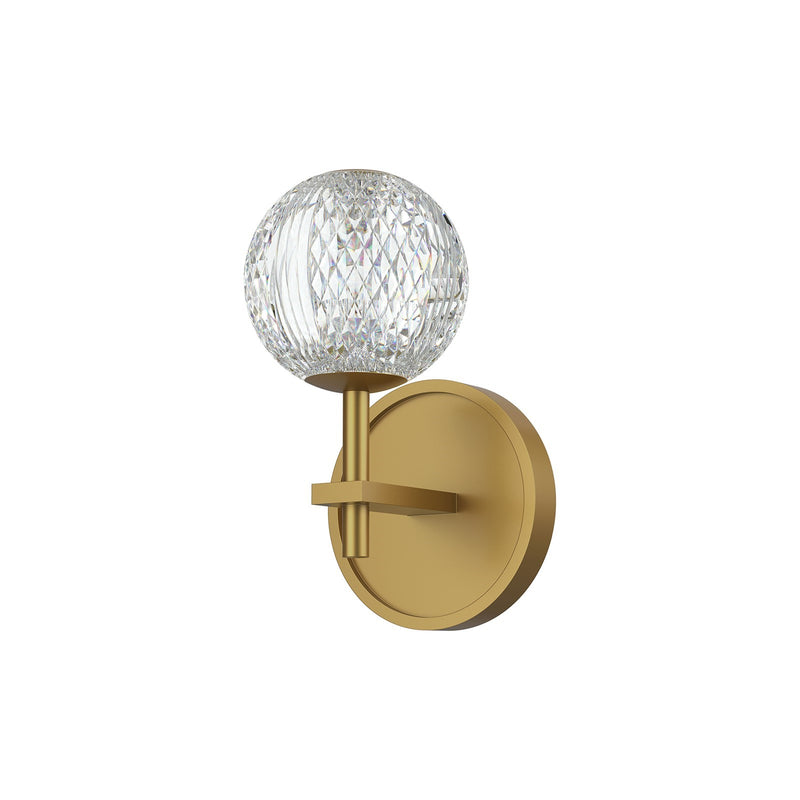 Kuzco Marni 5in 1-Light LED Wall/Vanity | Natural Brass and Clear Carved Acrylic | Bathroom Vanity & Powder Room | Model WV321201NB