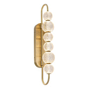 Kuzco Marni 28in 1-Light LED Wall Vanity | Natural Brass and Clear Carved Acrylic | Bathroom & Hallway | 4.75 x 29.38 x 9 in | Model WV321628NB