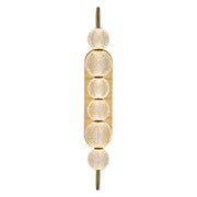 Kuzco Marni 28in 1-Light LED Wall Vanity | Natural Brass and Clear Carved Acrylic | Bathroom & Hallway | 4.75 x 29.38 x 9 in | Model WV321628NB