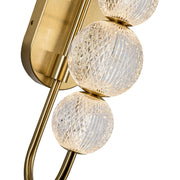 Kuzco Marni 28in 1-Light LED Wall Vanity | Natural Brass and Clear Carved Acrylic | Bathroom & Hallway | 4.75 x 29.38 x 9 in | Model WV321628NB