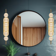 Kuzco Marni 28in 1-Light LED Wall Vanity | Natural Brass and Clear Carved Acrylic | Bathroom & Hallway | 4.75 x 29.38 x 9 in | Model WV321628NB
