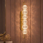 Kuzco Marni 28in 1-Light LED Wall Vanity | Natural Brass and Clear Carved Acrylic | Bathroom & Hallway | 4.75 x 29.38 x 9 in | Model WV321628NB
