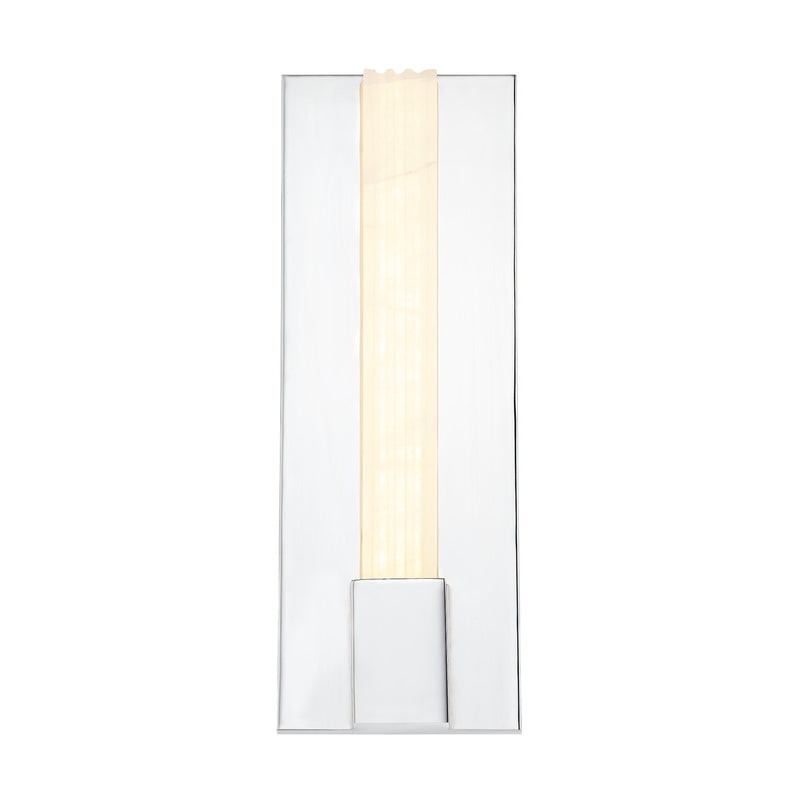 Kuzco Kismet 14in 1-Light LED Wall Vanity | Polished Nickel and Alabaster | Bathroom Vanity | 5 x 14 x 2 in | Model WV322114PNAR