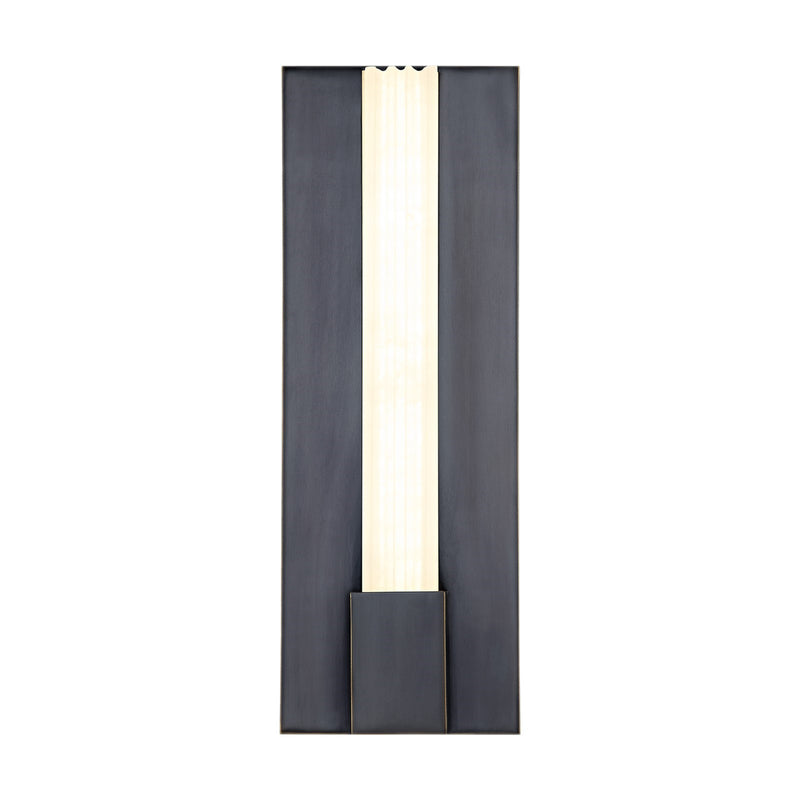 Alora Kismet 14in 1-Light LED Wall Vanity | Classic Urban Bronze Metal Frame with Ribbed Alabaster Glass | Bathroom Vanity | Model WV322114UBAR