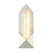 Kuzco Caesar 12in 1-Light LED Wall Vanity | Modern Polished Nickel and Alabaster | Bathroom & Powder Room | 880lm 3000K 90CRI | Model WV323112PNAR