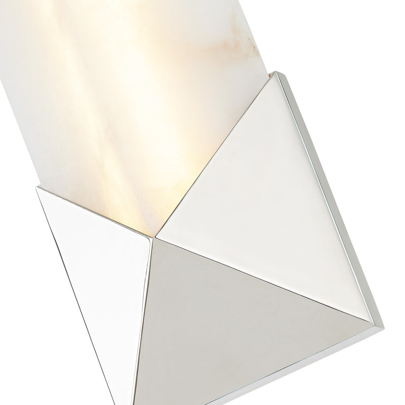 Kuzco Caesar 12in 1-Light LED Wall Vanity | Modern Polished Nickel and Alabaster | Bathroom & Powder Room | 880lm 3000K 90CRI | Model WV323112PNAR