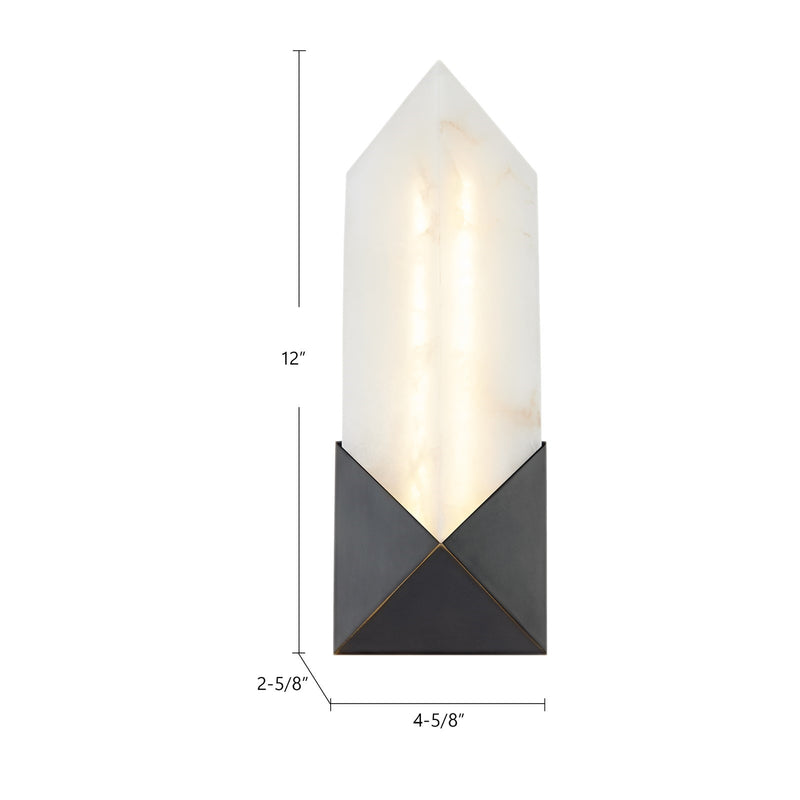 Kuzco Caesar 12in 1-Light LED Wall Vanity | Modern Polished Nickel and Alabaster | Bathroom & Powder Room | 880lm 3000K 90CRI | Model WV323112PNAR