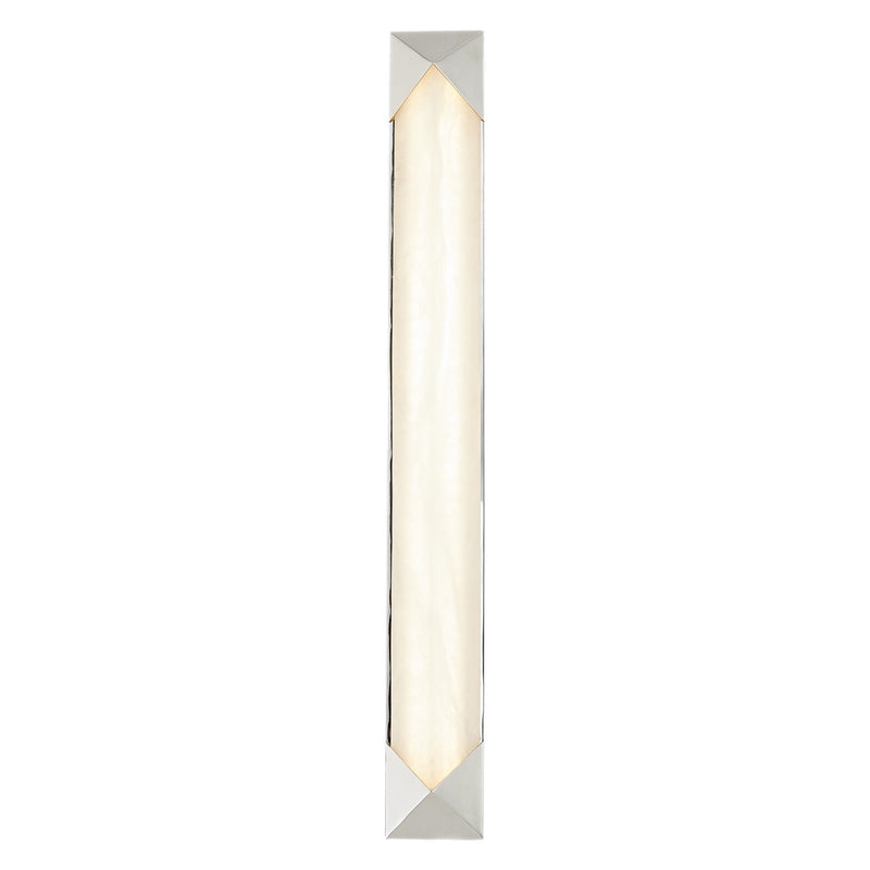 Kuzco Caesar 25in 1-Light LED Wall Vanity | Geometric Polished Nickel and Alabaster | Bathroom & Powder Room | 3 x 25 x 2.38 in | Model WV323225PNAR