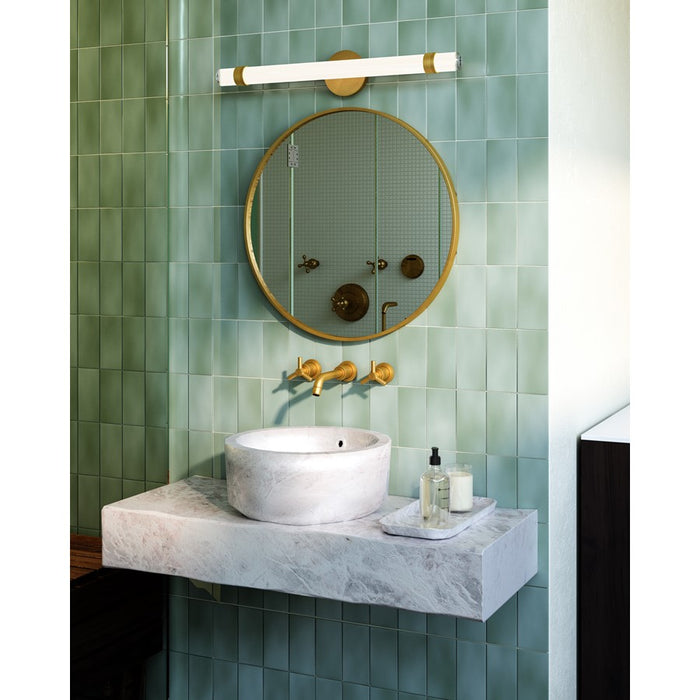 Alora Madison 30" LED Wall/Vanity Light, Brass/Glossy Opal