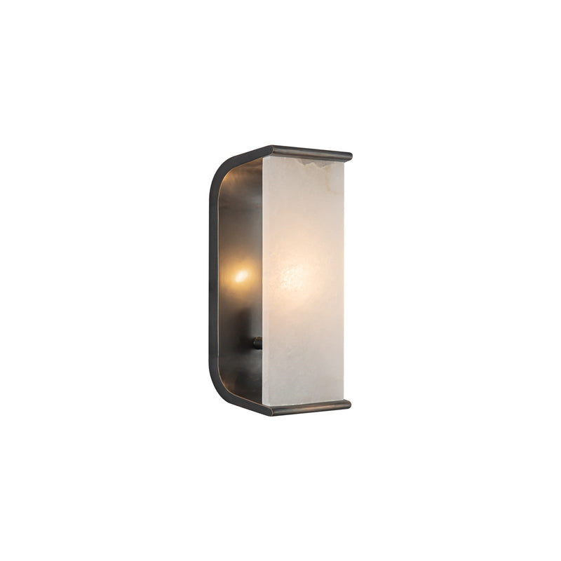 Kuzco Abbott 10in 1-Light Wall Sconce | Modern Urban Bronze Steel and Alabaster Lens | Bathroom Vanity & Hallway Accent | Model WV327010UBAR