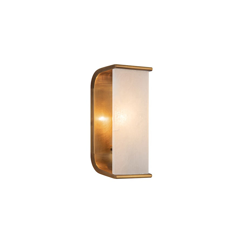 Kuzco Abbott 10in 1-Light Wall Sconce | Vintage Brass Steel and Alabaster Stone Lens | Bathroom Vanity & Hallway Accent | Model WV327010VBAR