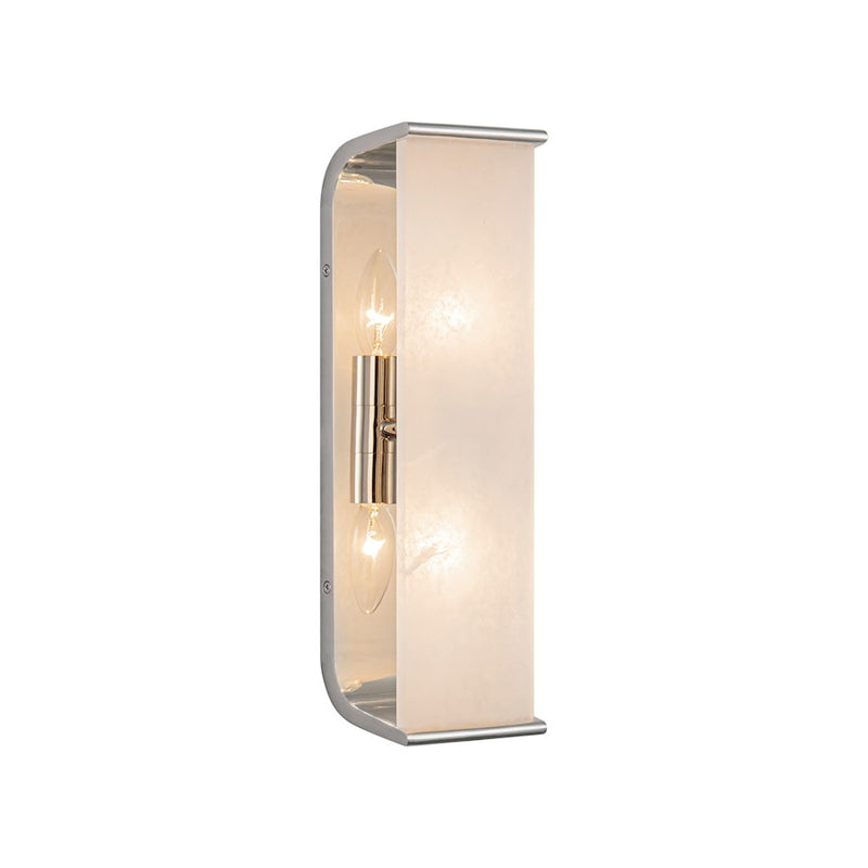 Kuzco Abbott 15in 2-Light Vanity Light | Modern Polished Nickel Steel and Alabaster Lens | Bathroom & Powder Room | Model WV327015PNAR
