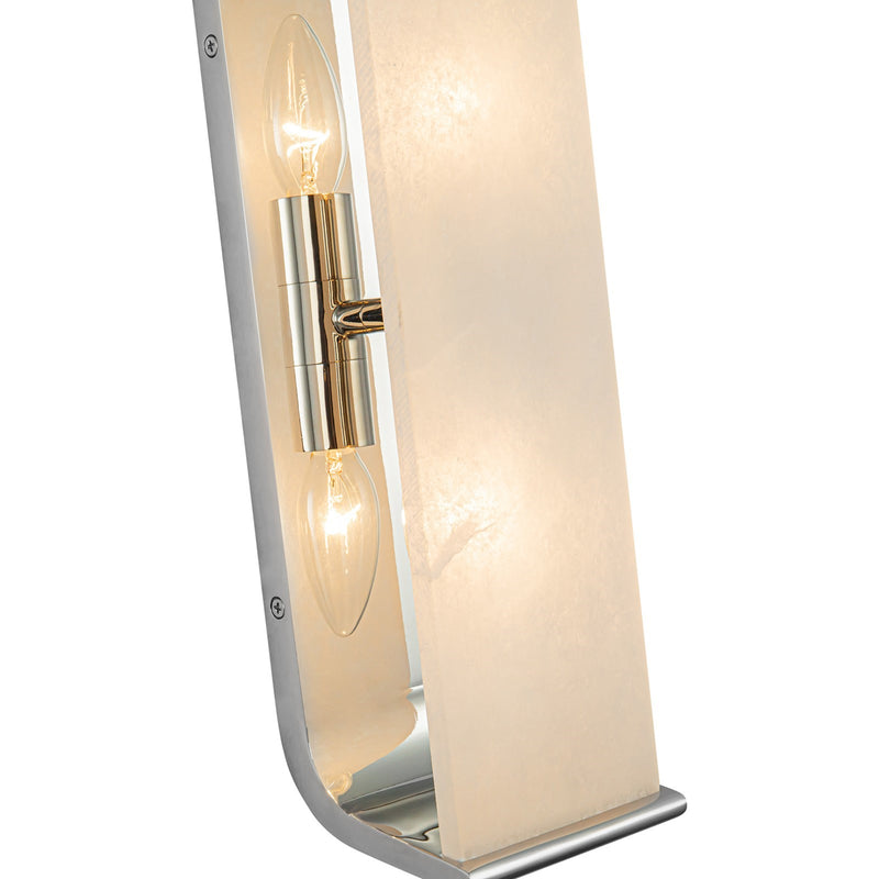 Kuzco Abbott 15in 2-Light Vanity Light | Modern Polished Nickel Steel and Alabaster Lens | Bathroom & Powder Room | Model WV327015PNAR