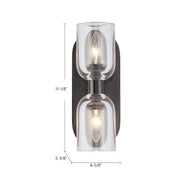 Kuzco Abbott 15in 2-Light Vanity Light | Modern Polished Nickel Steel and Alabaster Lens | Bathroom & Powder Room | Model WV327015PNAR