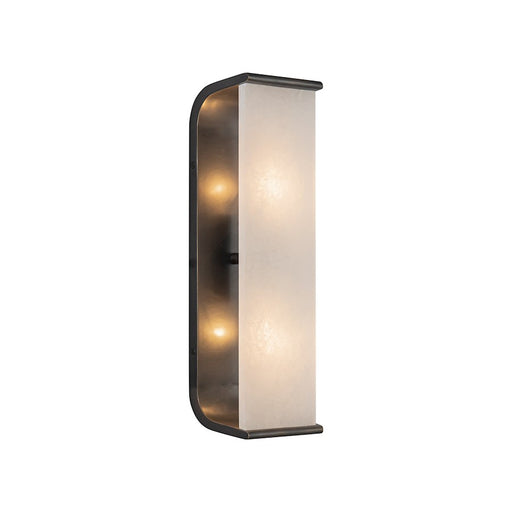 Kuzco Abbott 15in 2-Light Wall Vanity | Modern Curved Urban Bronze Steel and Alabaster Stone | Bathroom & Powder Room | Model WV327015UBAR