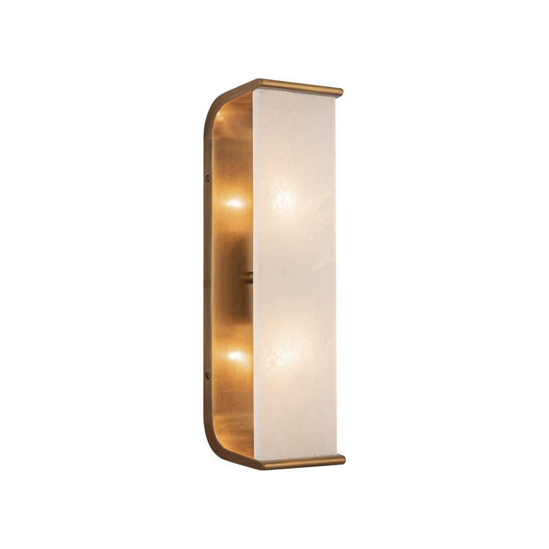 Kuzco Abbott 15in 2-Light Vanity Light | Organic Vintage Brass and Alabaster Stone Lens | Bathroom Vanity & Powder Room | Model WV327015VBAR