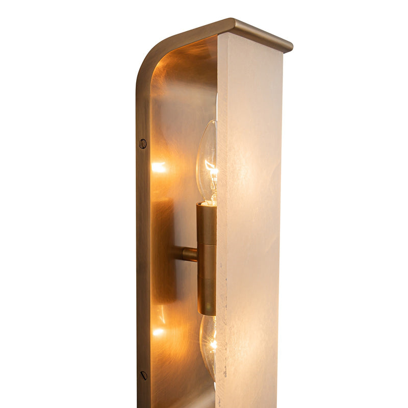 Kuzco Abbott 15in 2-Light Vanity Light | Organic Vintage Brass and Alabaster Stone Lens | Bathroom Vanity & Powder Room | Model WV327015VBAR