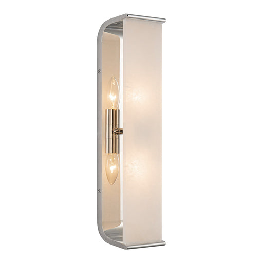 Kuzco Abbott 19in 2-Light Wall Sconce | Modern Polished Nickel Steel and Alabaster Stone | Bathroom & Powder Room Vanity Light | Model WV327019PNAR