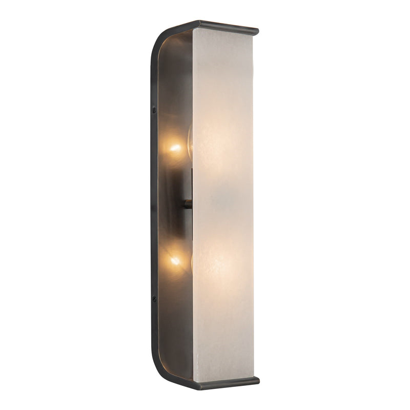 Kuzco Abbott 19in 2-Light Vanity Light | Urban Bronze Steel and Alabaster Stone | Bathroom Vanity & Powder Room | Model WV327019UBAR