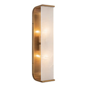 Kuzco Abbott 19in 2-Light Vanity Light | Modern Vintage Brass Steel and Alabaster | Bathroom & Powder Room | 4 x 19 in | Model WV327019VBAR