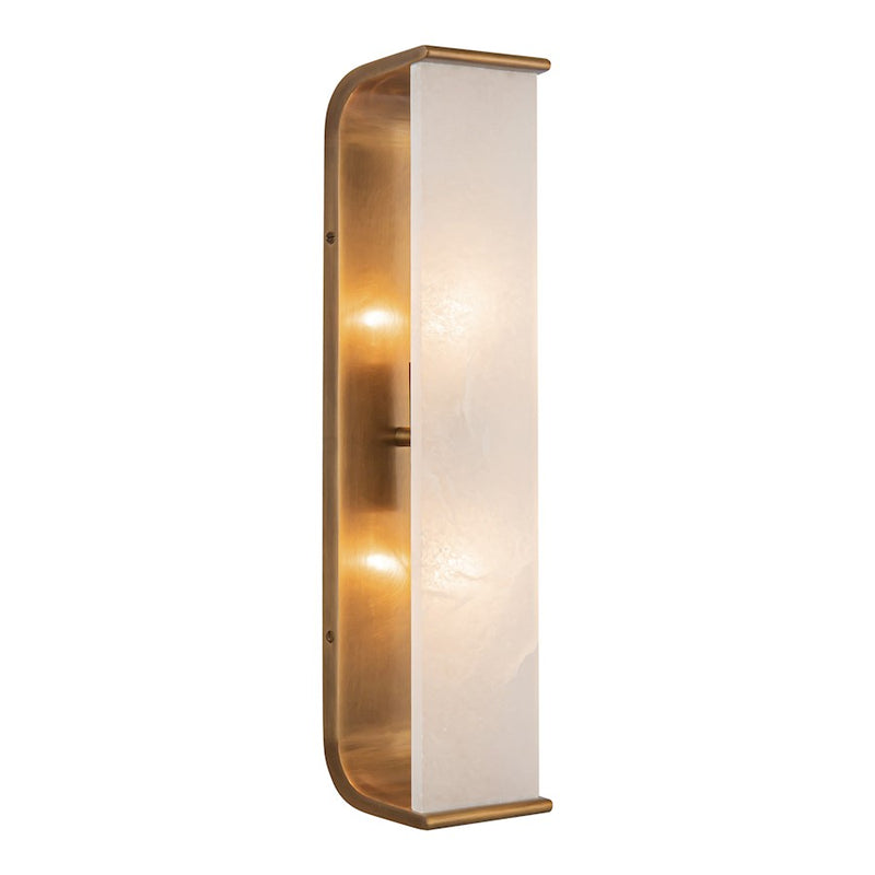 Kuzco Abbott 19in 2-Light Vanity Light | Modern Vintage Brass Steel and Alabaster | Bathroom & Powder Room | 4 x 19 in | Model WV327019VBAR