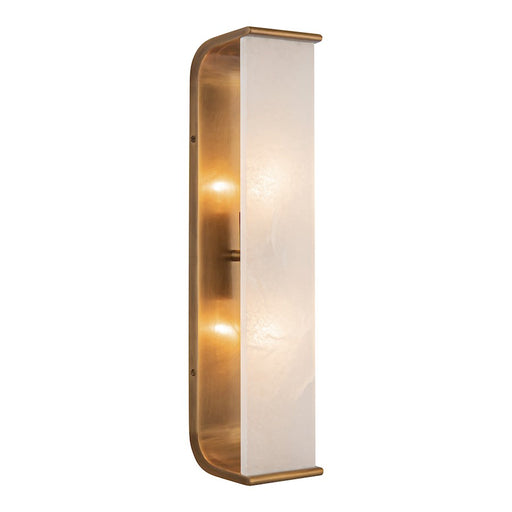 Kuzco Abbott 19in 2-Light Vanity Light | Modern Vintage Brass Steel and Alabaster | Bathroom & Powder Room | 4 x 19 in | Model WV327019VBAR