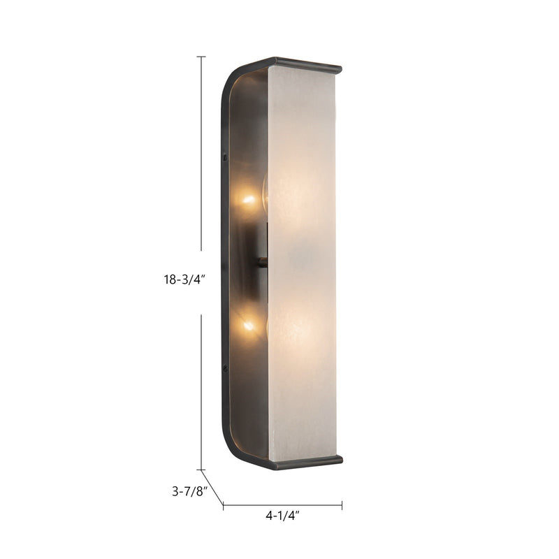 Kuzco Abbott 19in 2-Light Vanity Light | Modern Vintage Brass Steel and Alabaster | Bathroom & Powder Room | 4 x 19 in | Model WV327019VBAR