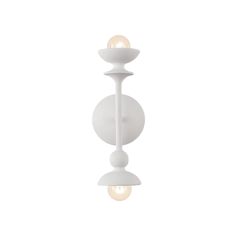 Kuzco Cadence 2-Light Wall Sconce | Sculptural Organic Antique White Steel | Bathroom & Powder Room Vanity Light | 4.5 x 11 in | Model WV328209AW