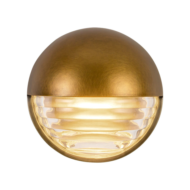 Kuzco Palais 6in 1-Light LED Vanity Light | Vintage Brass and Ribbed Clear Glass | Bathroom Vanity | 720lm 3000K 90CRI Dimmable | Model WV330106VBCR