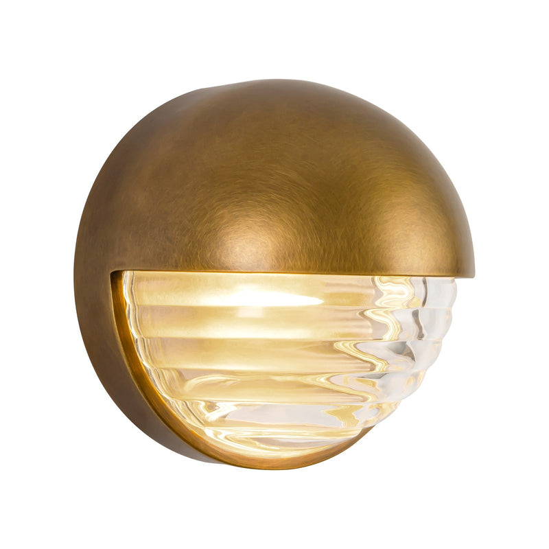 Kuzco Palais 6in 1-Light LED Vanity Light | Vintage Brass and Ribbed Clear Glass | Bathroom Vanity | 720lm 3000K 90CRI Dimmable | Model WV330106VBCR
