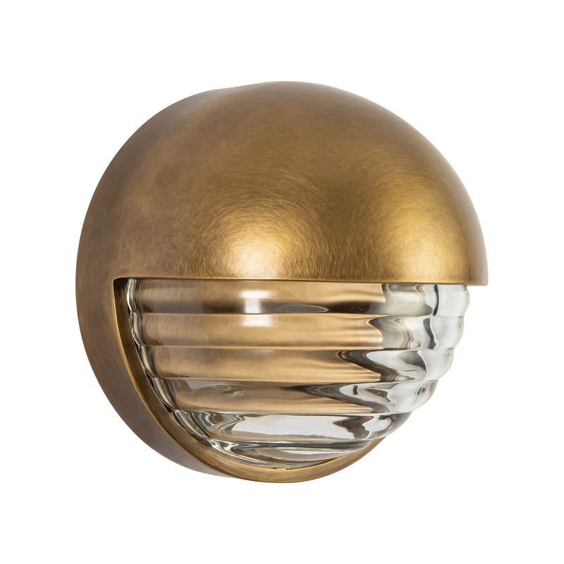 Kuzco Palais 6in 1-Light LED Vanity Light | Vintage Brass and Ribbed Clear Glass | Bathroom Vanity | 720lm 3000K 90CRI Dimmable | Model WV330106VBCR