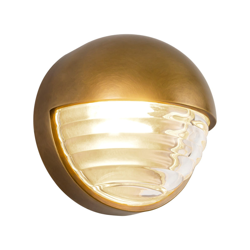 Kuzco Palais 6in 1-Light LED Vanity Light | Vintage Brass and Ribbed Clear Glass | Bathroom Vanity | 720lm 3000K 90CRI Dimmable | Model WV330106VBCR