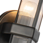 Kuzco Cairo 1-Light 15in Wall Sconce | Urban Bronze Steel and Clear Ribbed Glass | Bathroom Vanity & Powder Room | Model WV332904UBCR